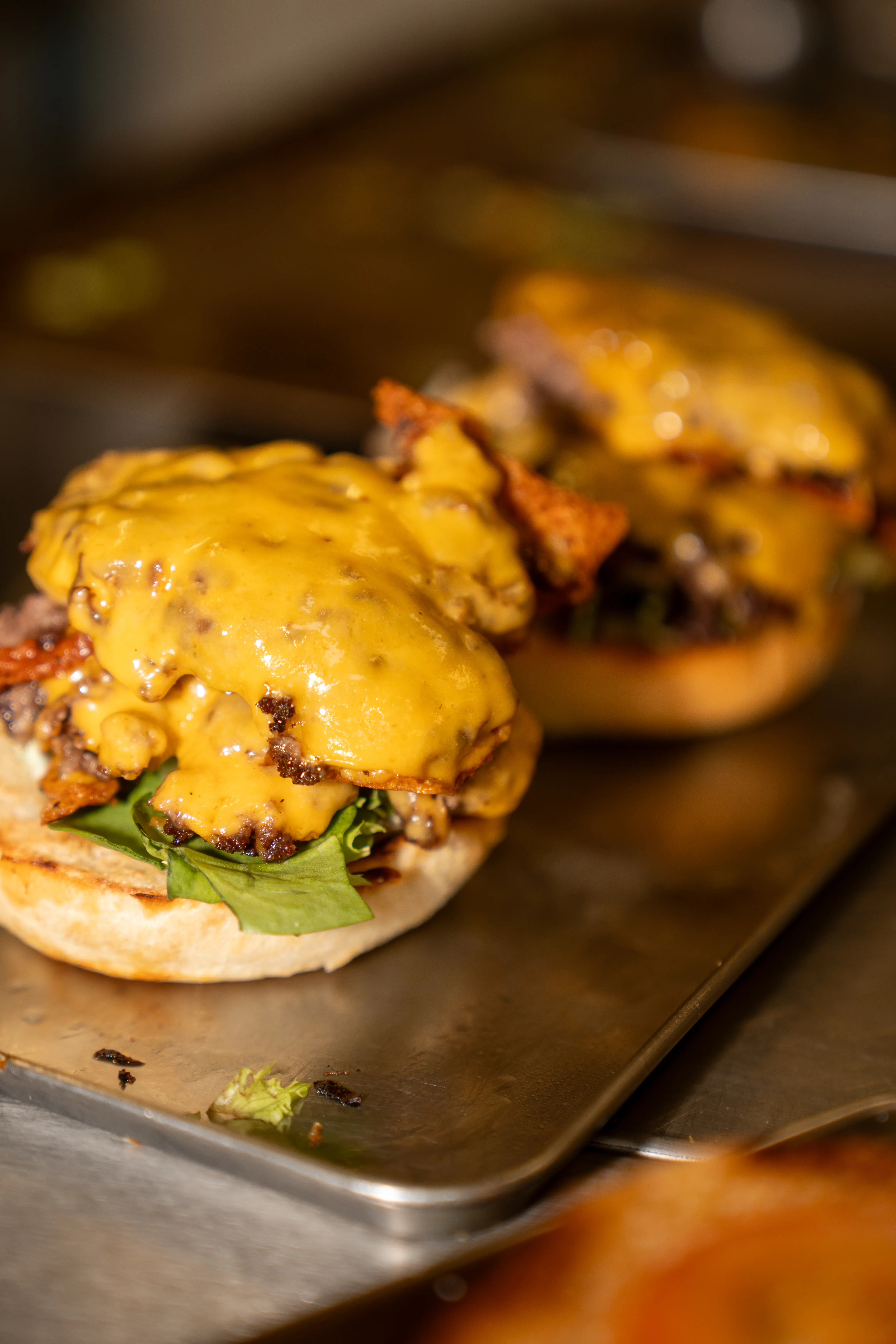Cheeseburger with melted cheddar