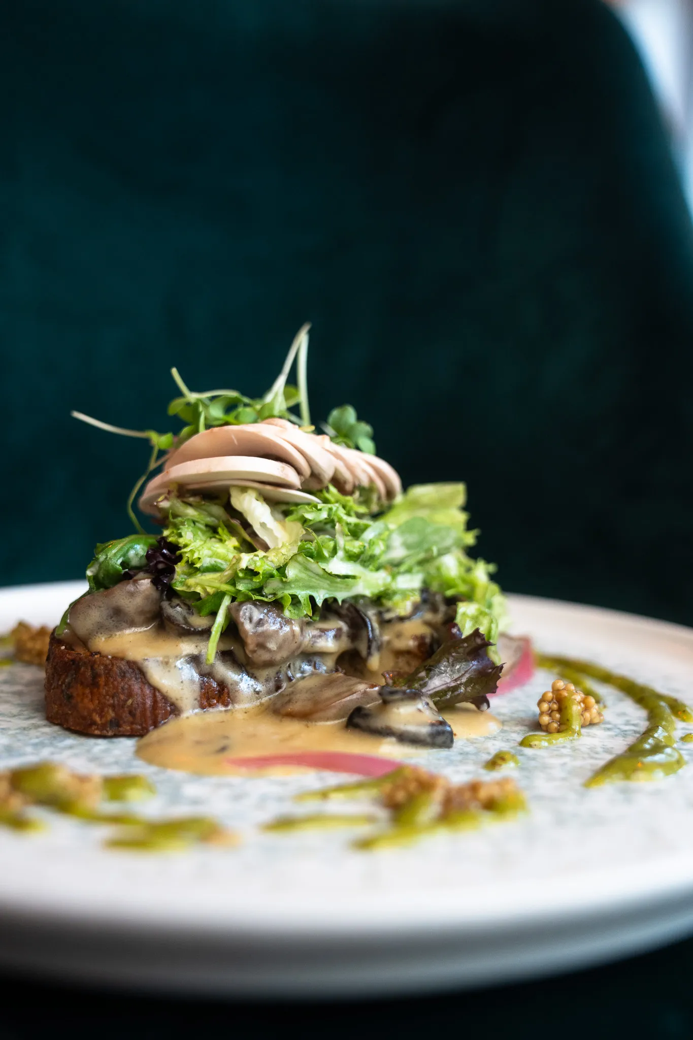 Mushroom toast with greens